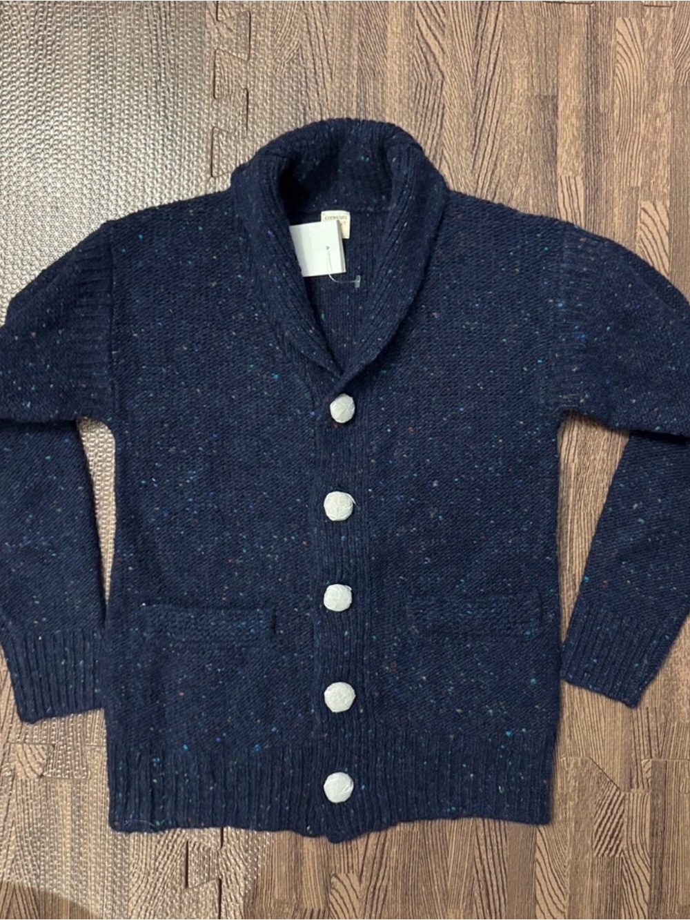 Crewcuts Navy Flecked Knit Cardigan with Shawl Neck